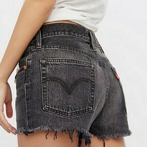 Levi's 501 Black cut off Denim Shorts NWT festival jean short 33 frayed raw hem